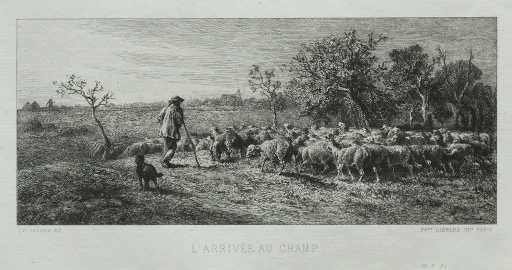 Arriving at the Field, by Charles Jacque, 1864