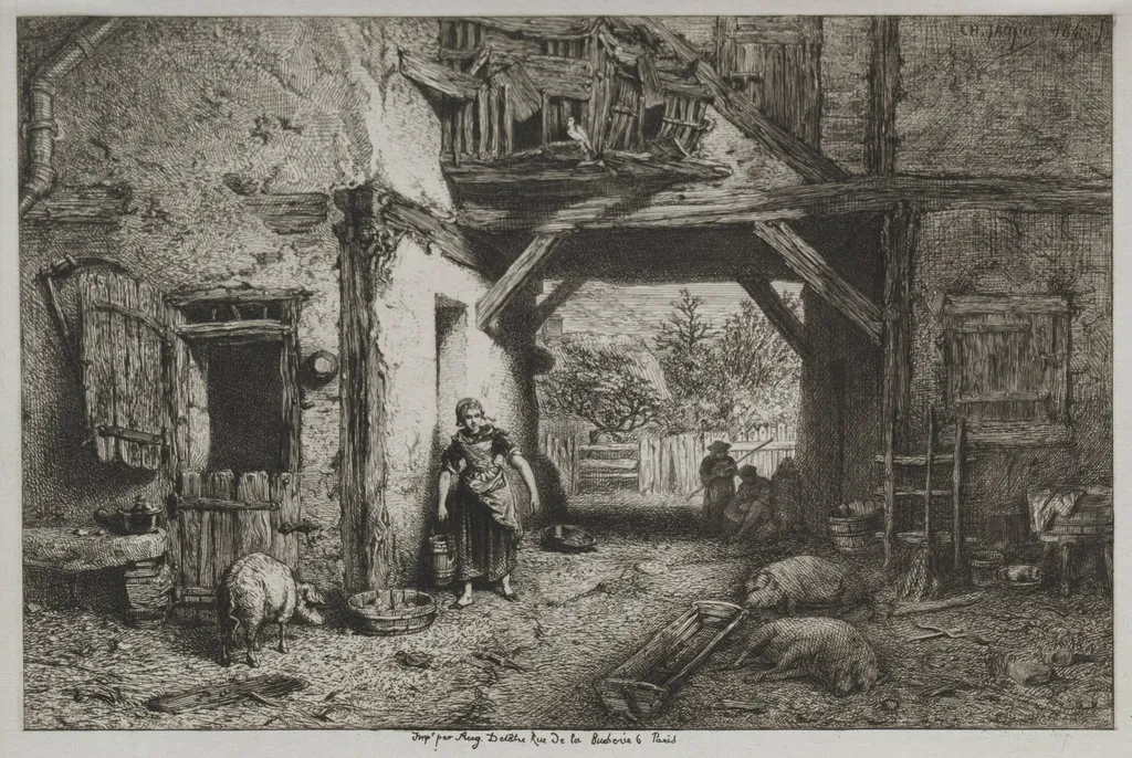 Farm Interior, by Charles Jacque, 1845