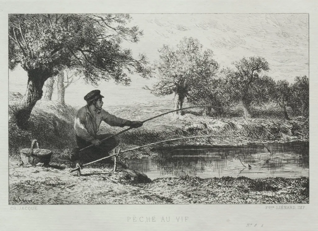 Fishing, by Charles Jacque, 1864