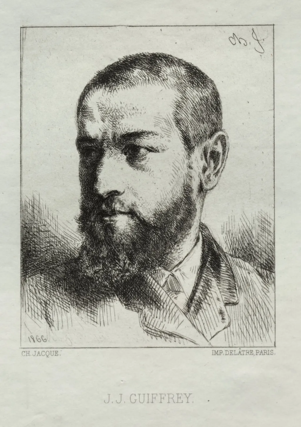 J. J. Guiffrey, by Charles Jacque, 1866