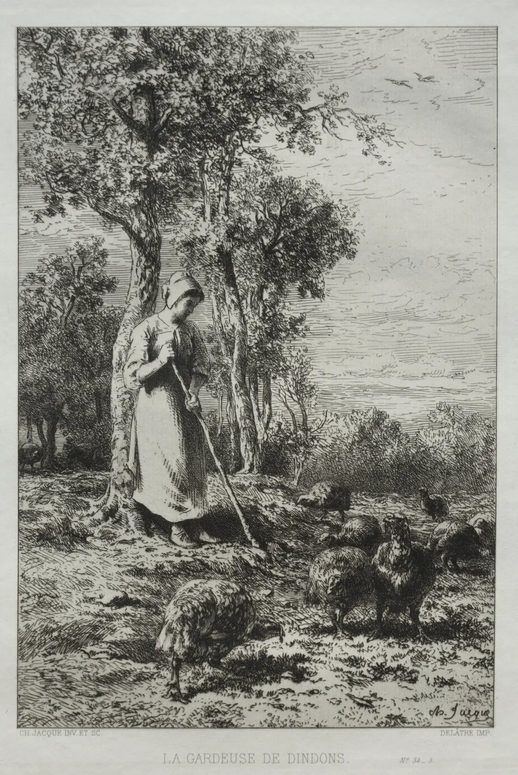 Keeper of the Turkeys, by Charles Jacque, 1866