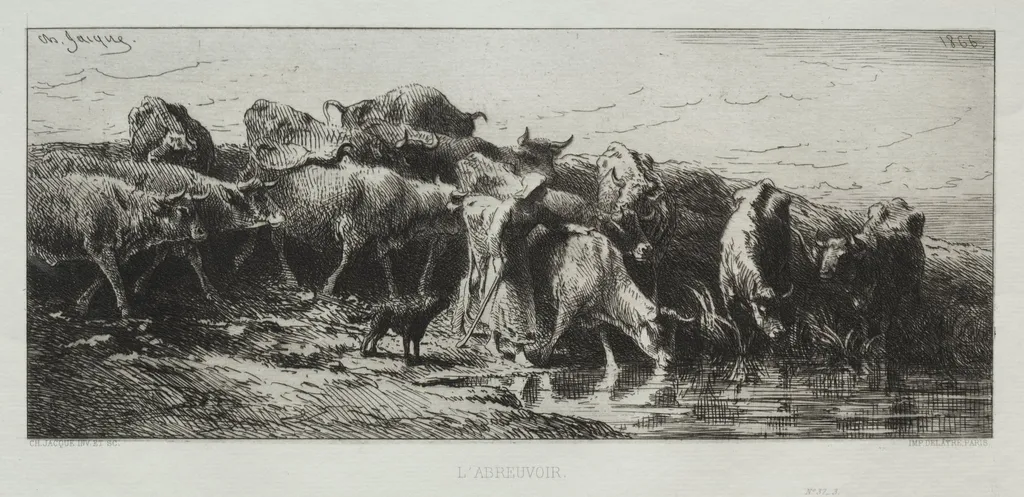 L'Abreuvoir, by Charles Jacque, 1866