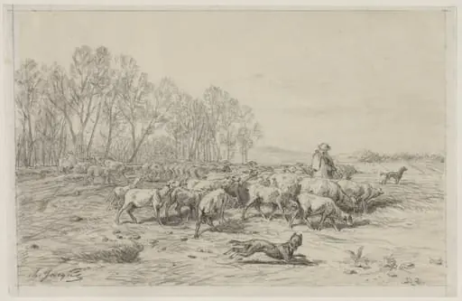 Landscape with a Flock of Sheep, by Charles Jacque
