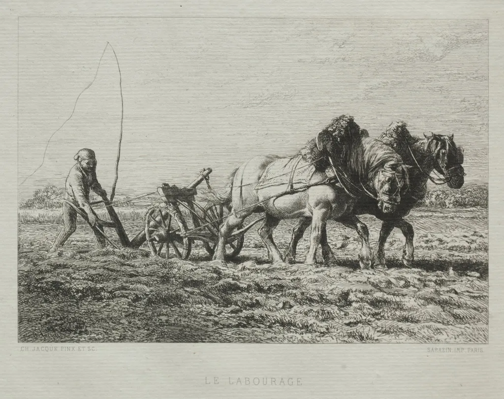 Ploughing, by Charles Jacque, 1864