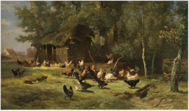 Poultry among Trees, by Charles Jacque