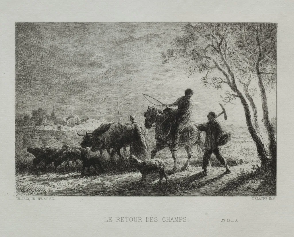 Return from the Fields, by Charles Jacque, 1865