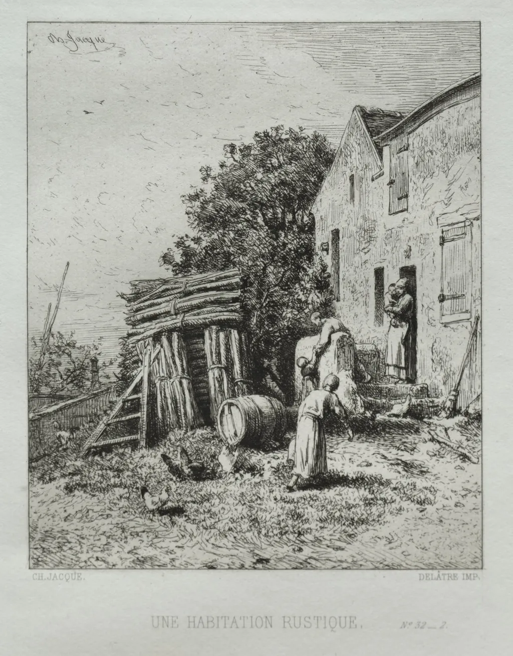 Rustic House, by Charles Jacque, 1865