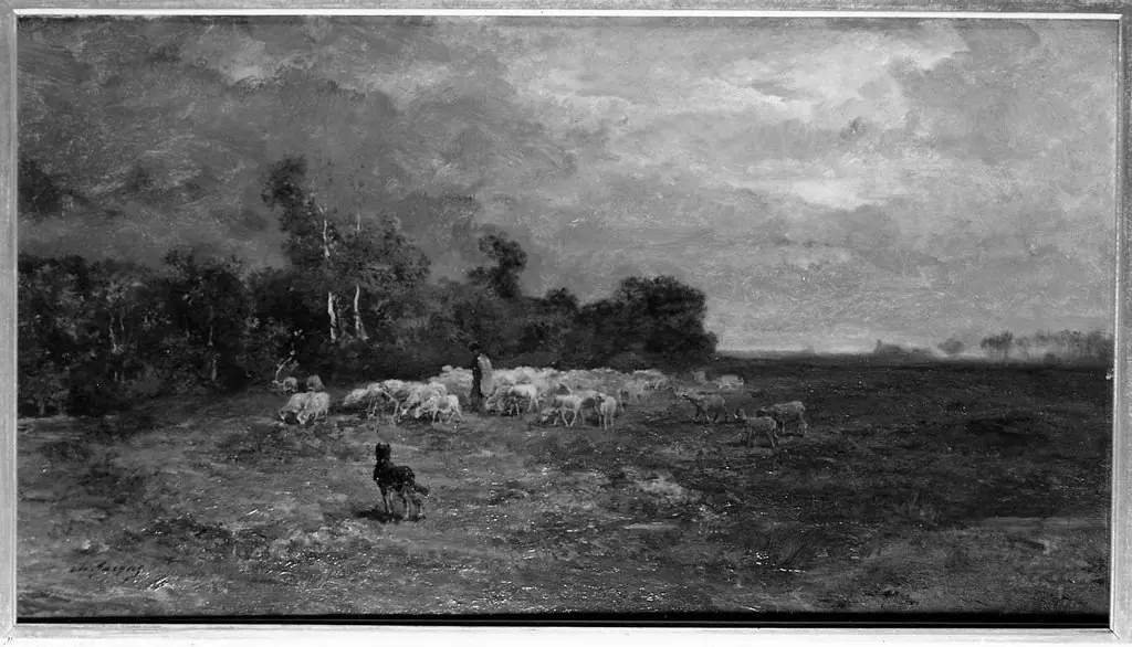 Shepherd and Sheep on the Edge of a Plain, by Charles Jacque