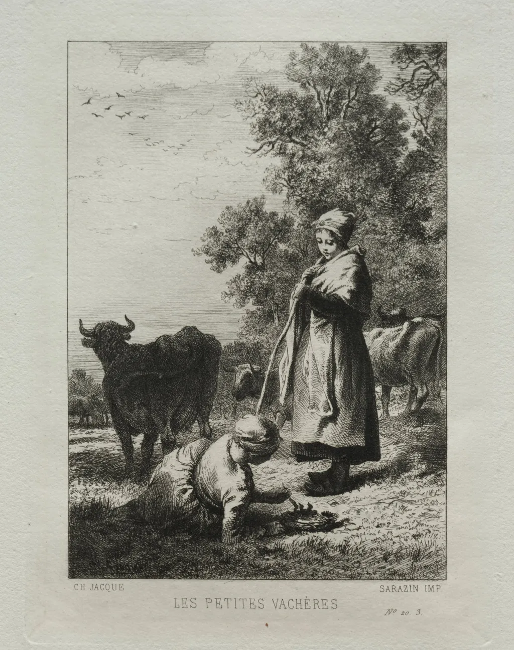 The Little Cowherds, by Charles Jacque, 1864
