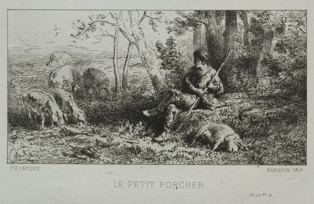 The Little Pig Herd, by Charles Jacque, 1864