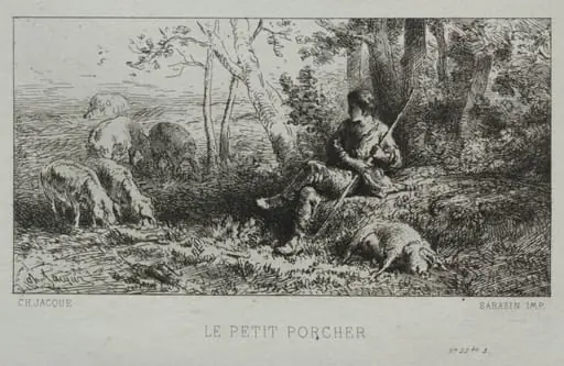 The Little Pig Herd, by Charles Jacque