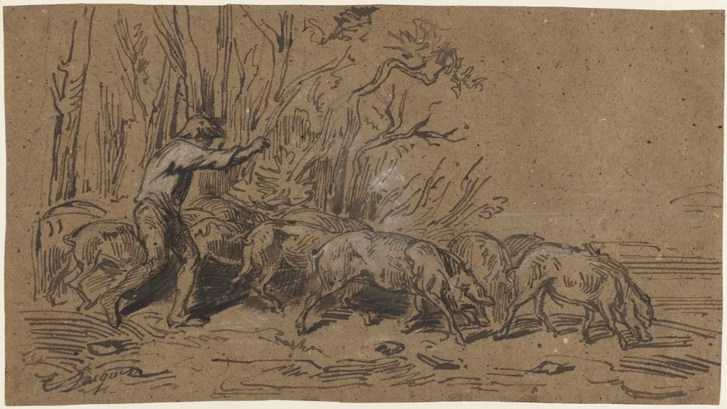 The Truffle Gatherers, by Charles Jacque, 1849