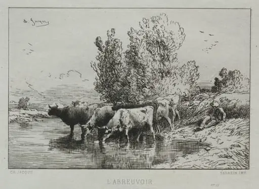 The Watering Place, by Charles Jacque