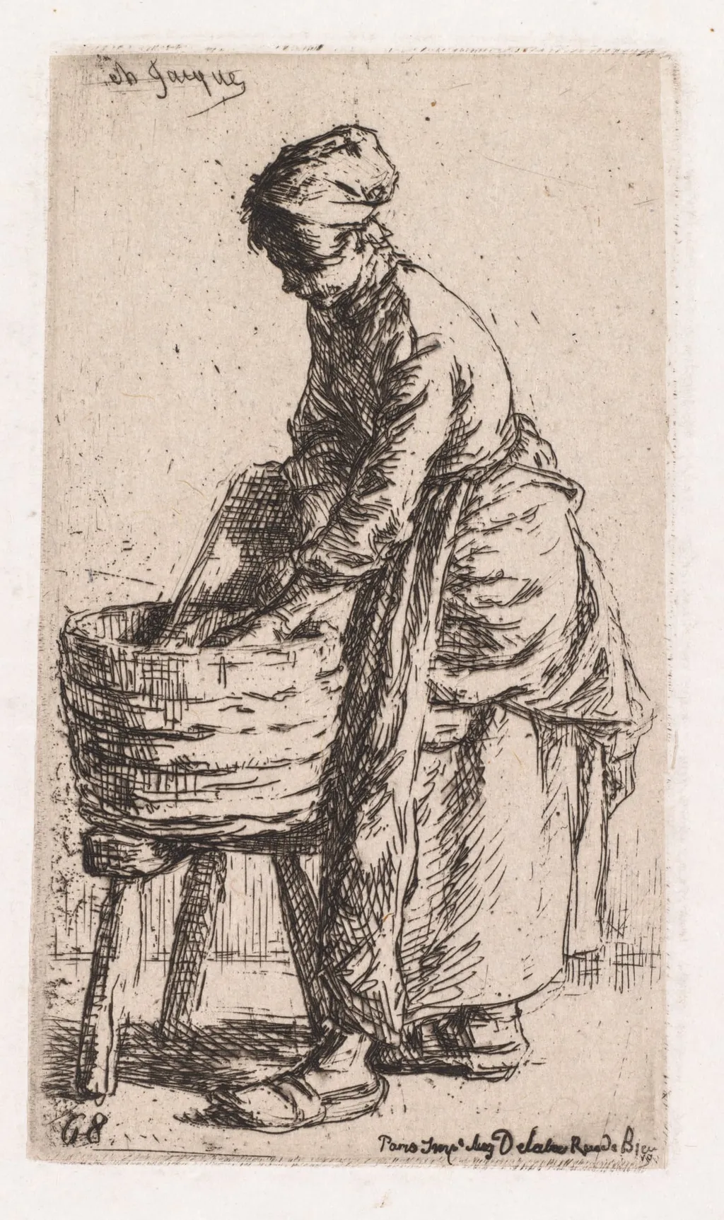 Washerwoman, by Charles Jacque, 1850