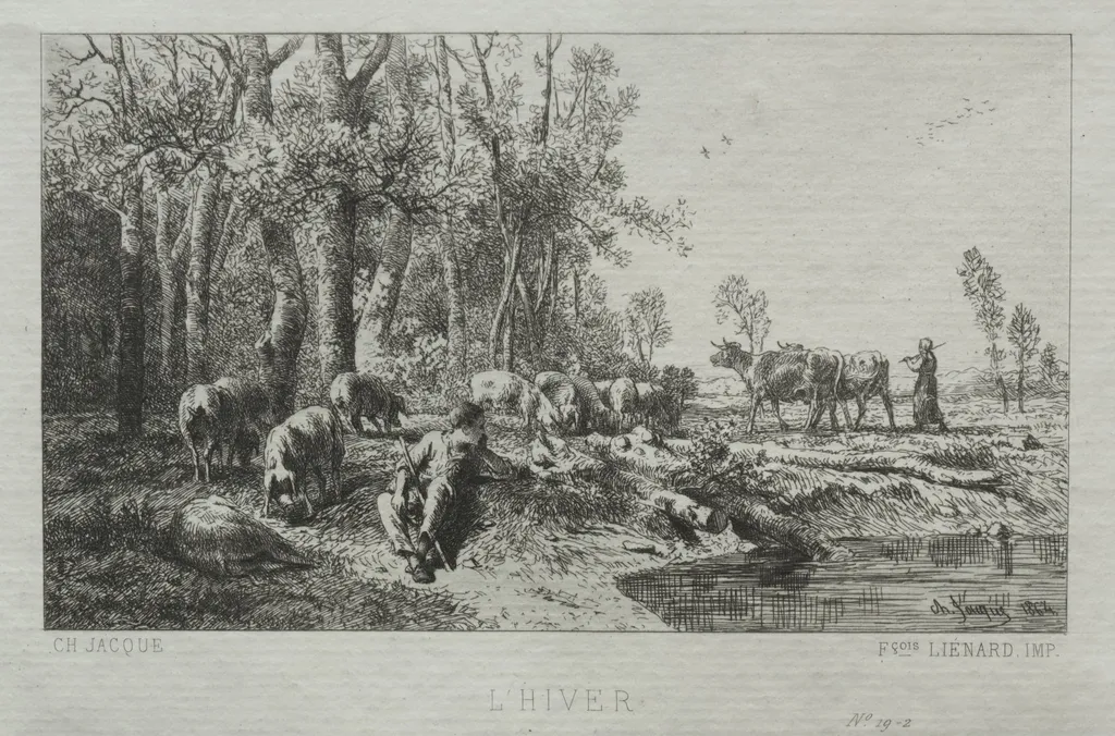 Winter, by Charles Jacque, 1864