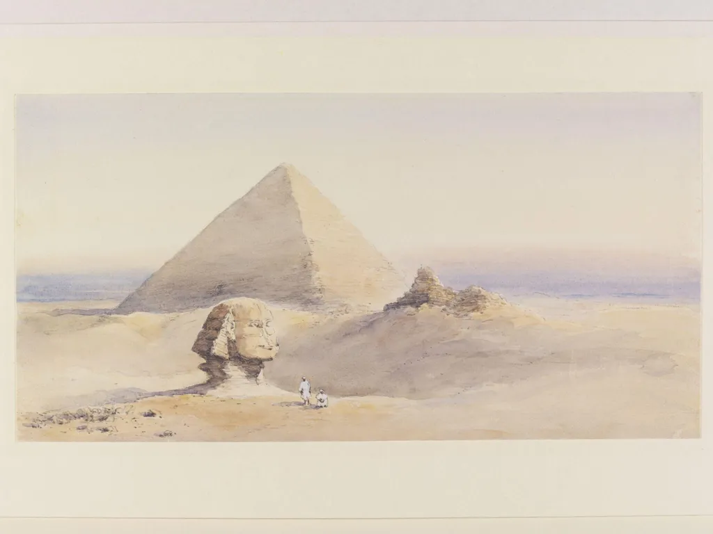 Sphinx & Great Pyramid, by Charles John Colville, watercolor, 1850