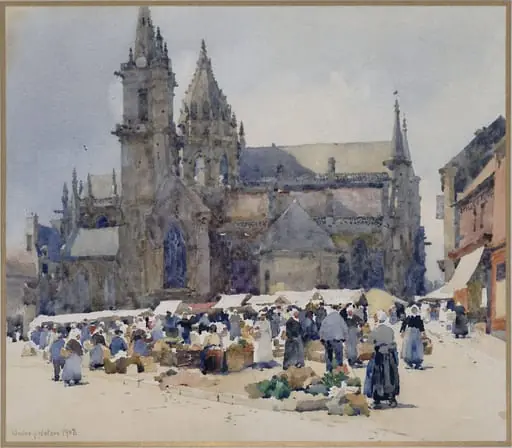 Market day, Valognes, by Charles John Watson
