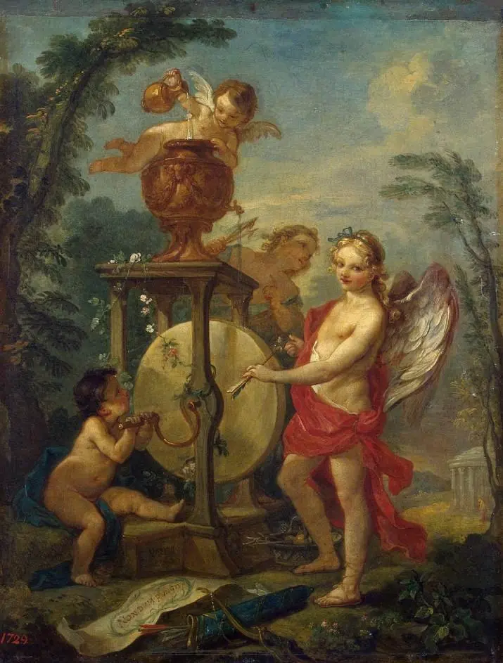 Cupid Sharpening an Arrow, by Charles-Joseph Natoire