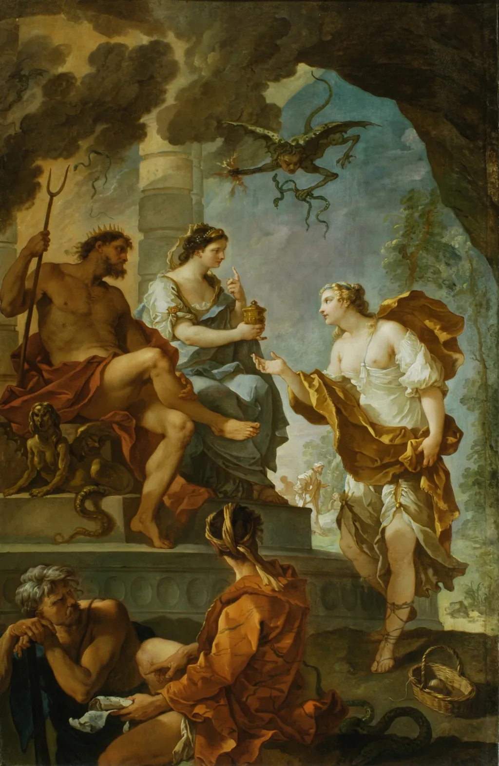 Psyche Obtaining the Elixir of Beauty from Proserpine, by Charles-Joseph Natoire, oil, 1735