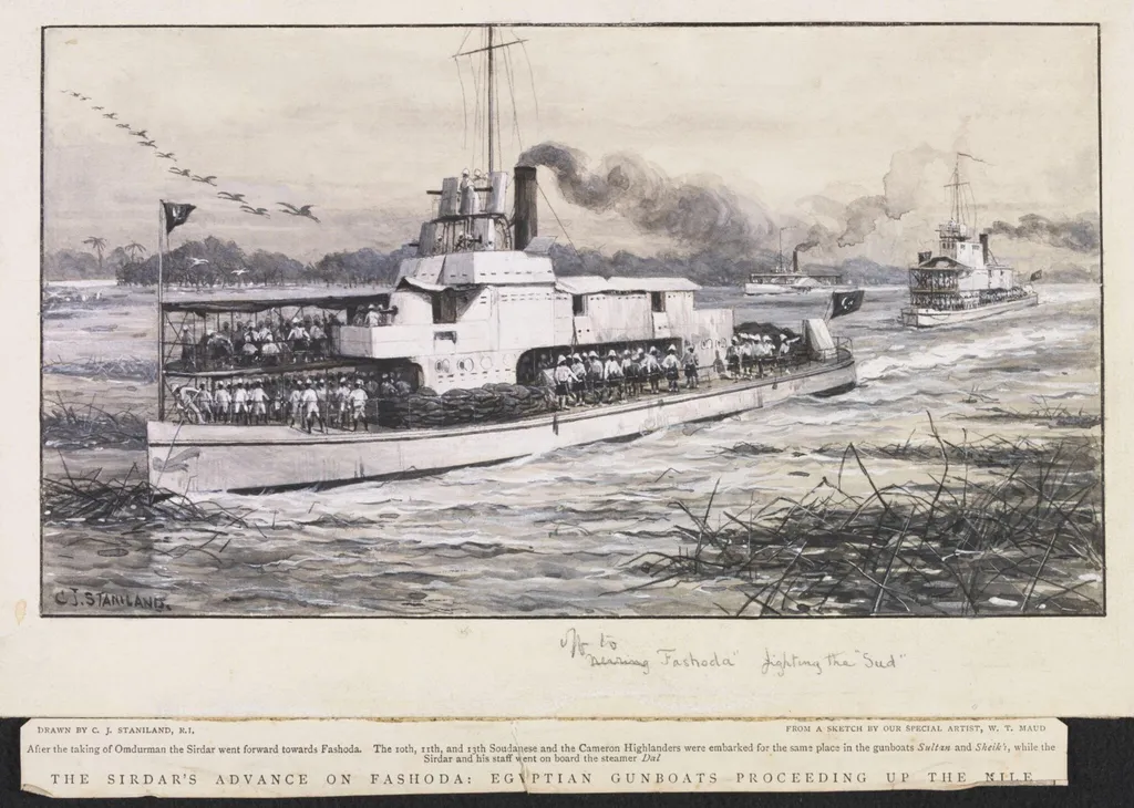 Off to Fashoda fighting the Sud, by Charles Joseph RI Staniland, watercolor, 1898