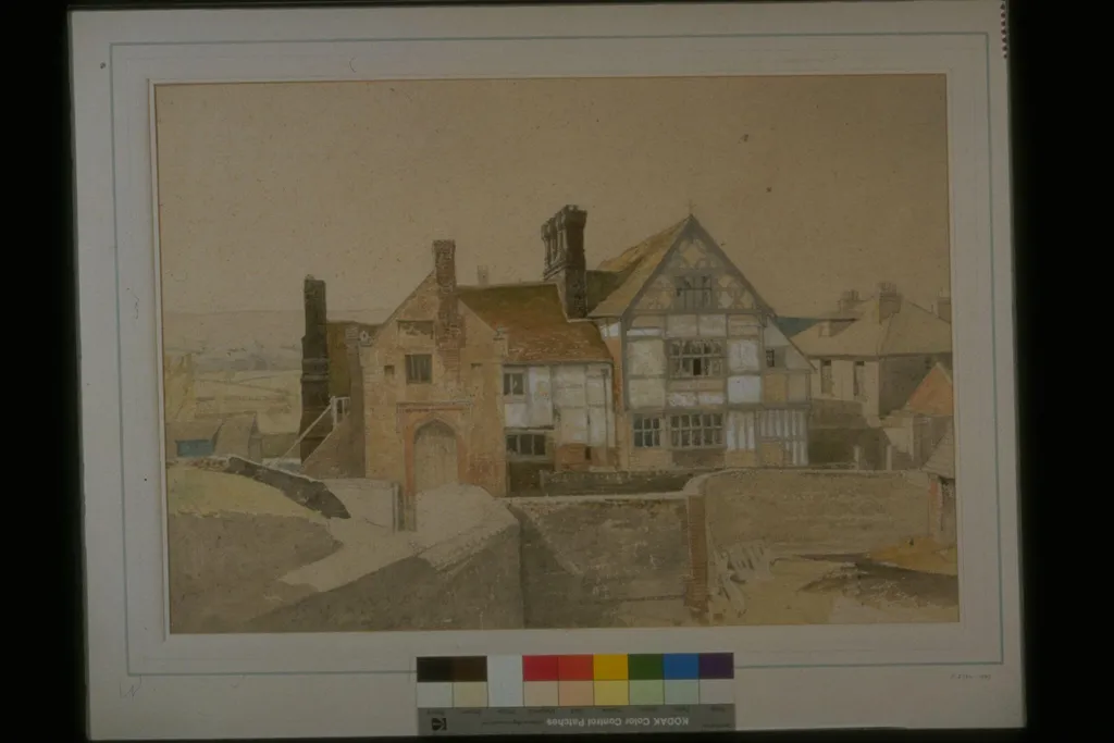 Anne of Cleves' House (North Elevation), Ditchling, Sussex, by Charles Knight, watercolor, 1940