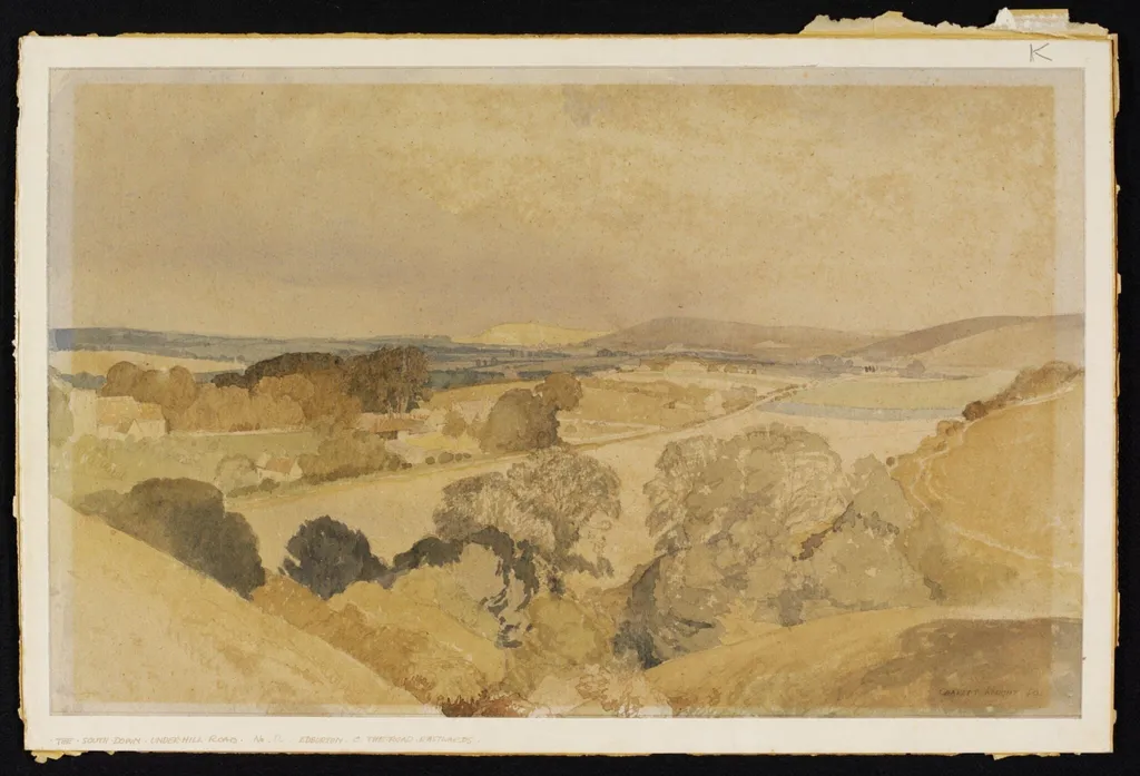 The Southdown, Underhill Road; Edburton, and the Road Eastwards, by Charles Knight, watercolor, 1940