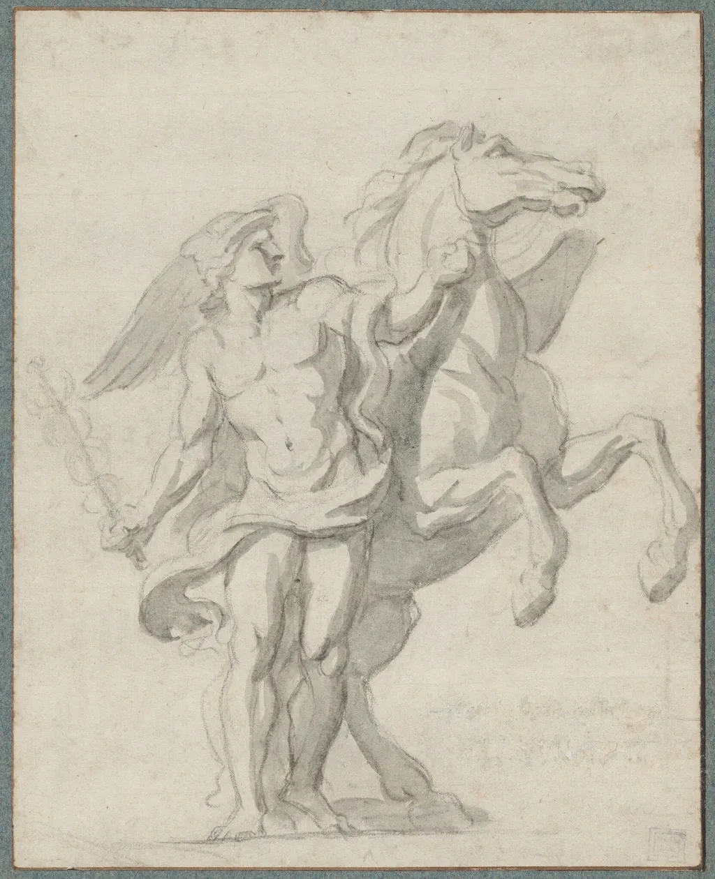 Mercury and Pegasus, by Charles Le Brun, chalk, 1670