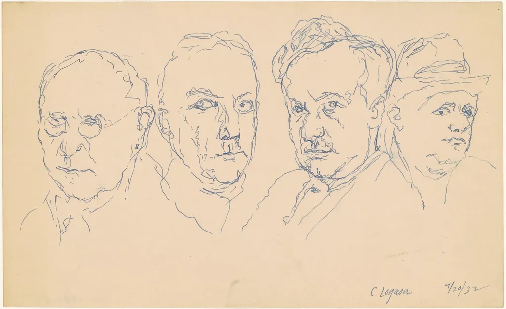 Four Men, by Charles Logasa, ink, 1932