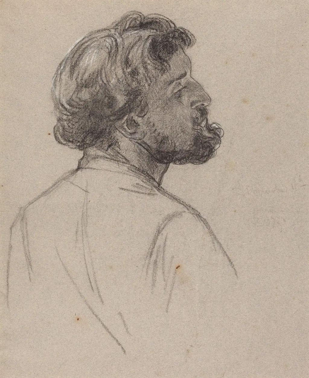 Head of a Bearded Gentleman, by Charles-Louis-Lucien Müller, chalk, 1864