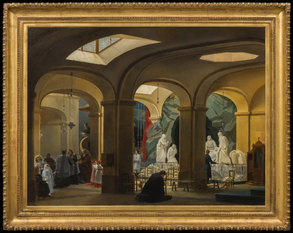 The First Communion in the Interior of the Crypt of the Church of St Roch, Paris, by Charles-Marie Bouton