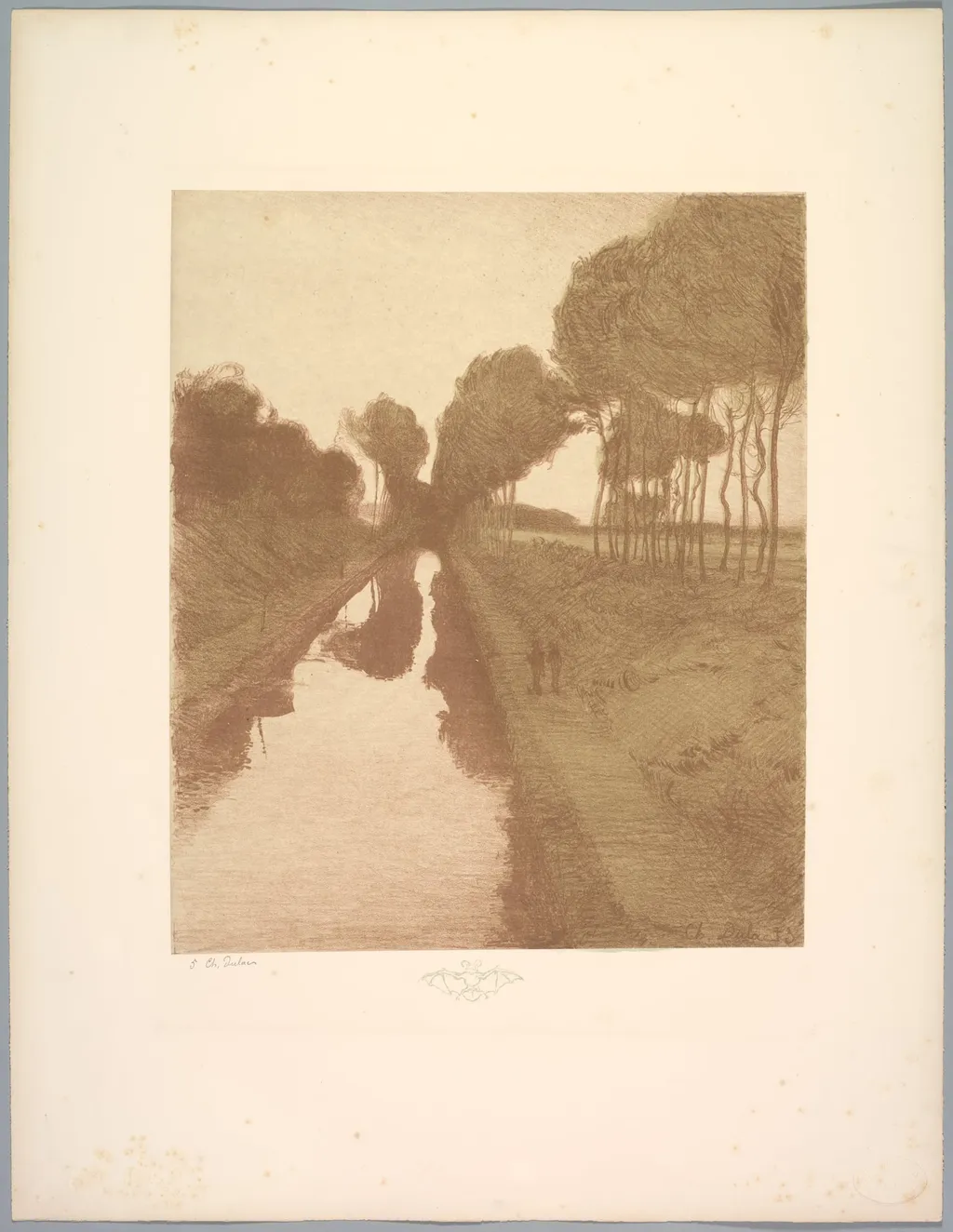 Suite de Paysages: Landscape, Plate 3, Remarque, Bat, by Charles-Marie Dulac, 1892