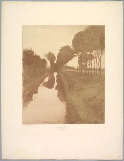 Suite de Paysages: Landscape, Plate 3, Remarque, Bat, by Charles-Marie Dulac