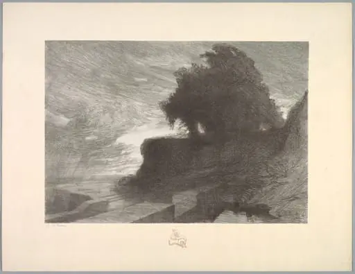 Suite de Paysages: Landscape, Plate 4, Remarque, Snake, by Charles-Marie Dulac