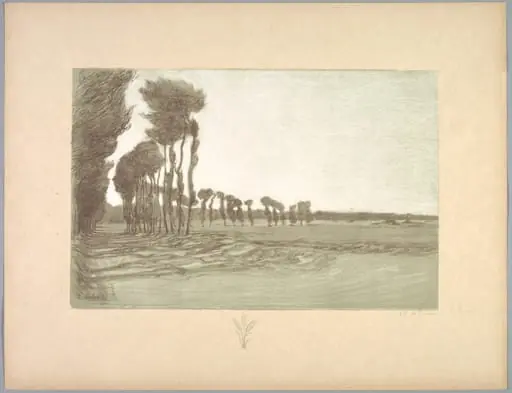 Suite de Paysages: Landscape, Plate 5, Remarque, Three Stalks of Wheat, by Charles-Marie Dulac