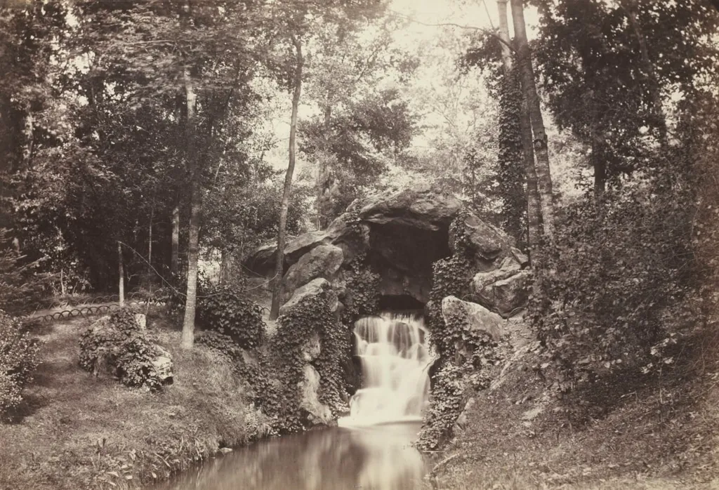 View of the Small Grotto toward the Deer Pond, Bois de Boulogne, by Charles Marville, 1858