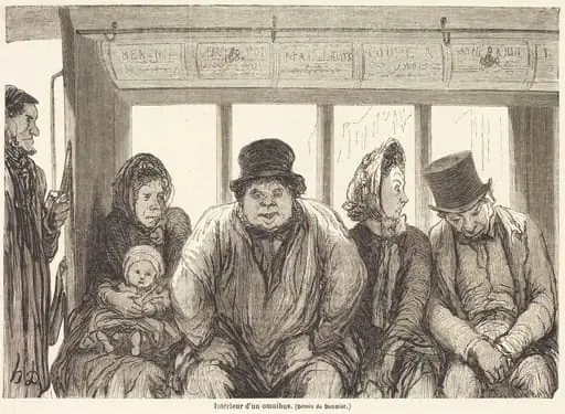 Interieur d'un omnibus [bottom half], by Charles Maurand