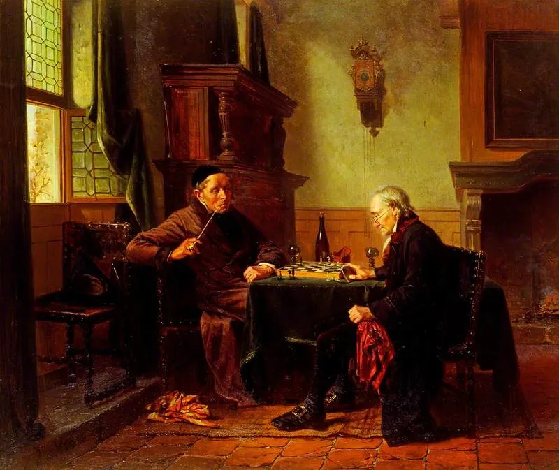Checkmate, by Charles Meer Webb, oil, 1864