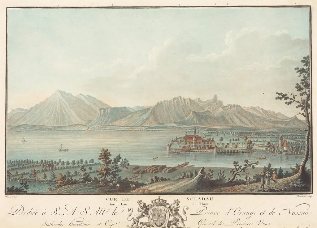 Vue de Schadau, by Charles-Melchior Descourtis, ink, 1786