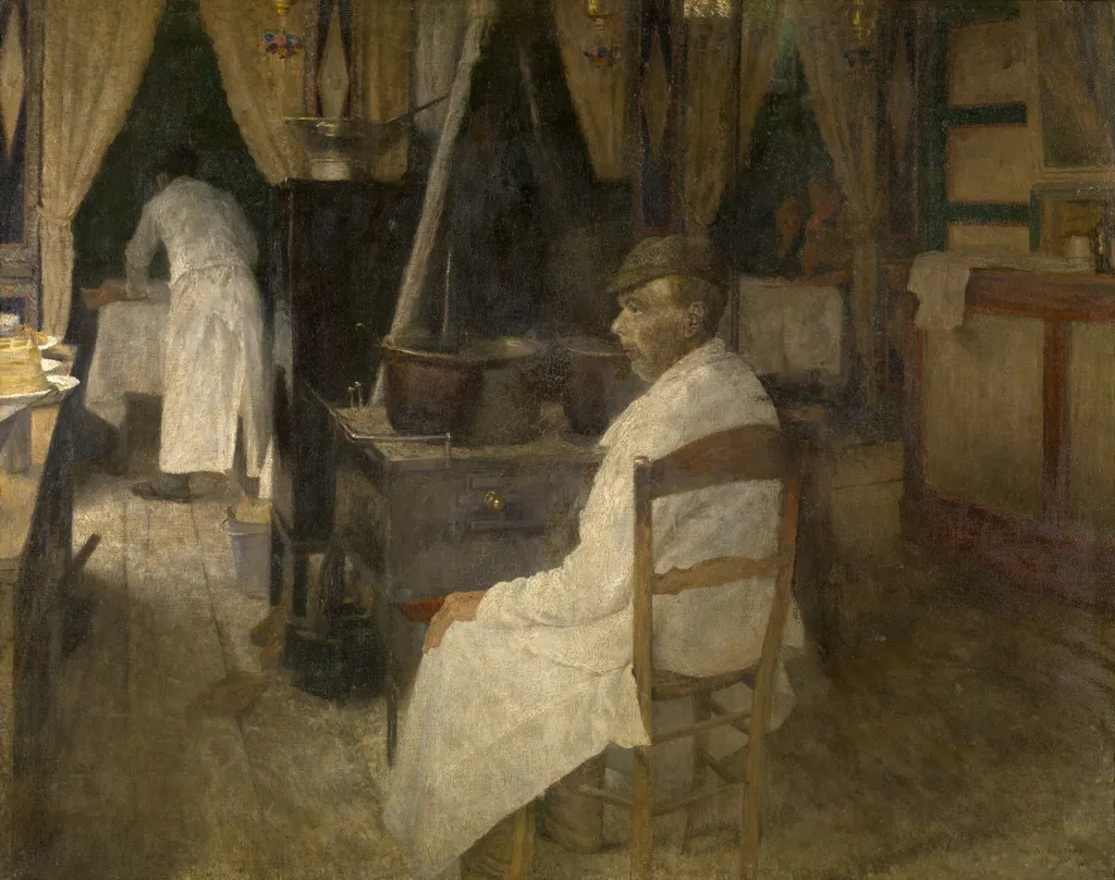 At the Waffle House, by Charles Mertens, oil, 1898
