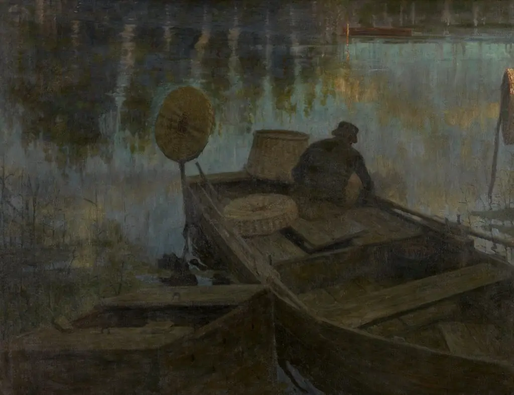 Fisherman in the Moonlight, by Charles Mertens