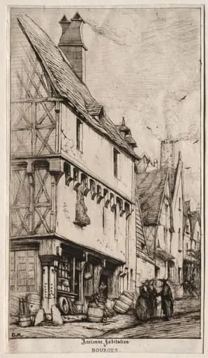 An Old House at Bourges, sometimes called the Musician's House, by Charles Meryon