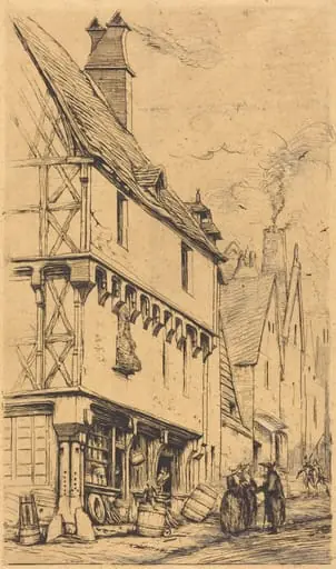 Ancienne habitation à Bourges, dite "La Maison du Musicien" (An Old House at Bourges, Sometimes Called the "Musician's House"), by Charles Meryon