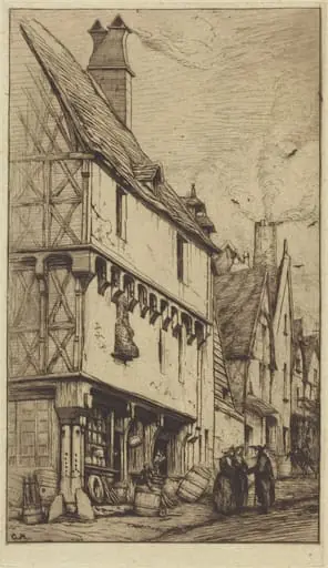 Ancienne habitation à Bourges, dite "La Maison du Musicien" (An Old House at Bourges, Sometimes Called the "Musician's House"), by Charles Meryon