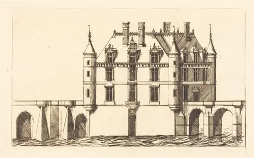 Chateau de Chenonceau, 1re planche (The Chateau of Chenonceau, 1st plate), by Charles Meryon