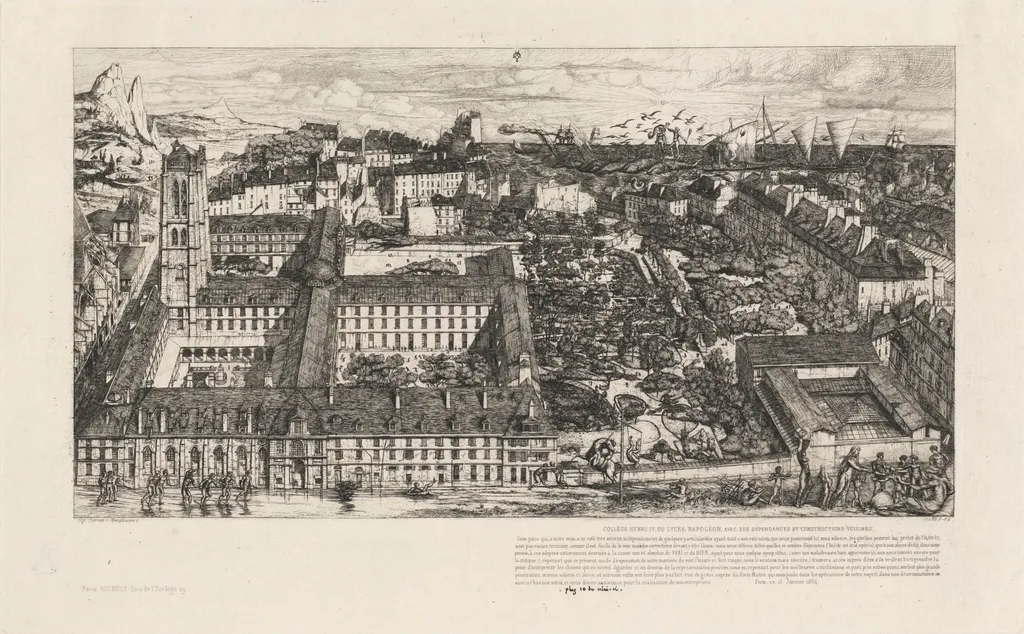 Collège Henri IV, Paris, ou Lycée Napoléon (Henry IV College or Napoleon School, Paris), by Charles Meryon, ink, 1864