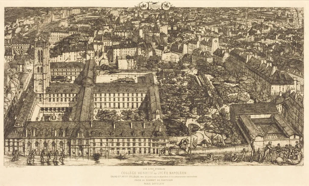 Collège Henri IV, Paris, ou Lycée Napoléon (Henry IV College or Napoleon School), by Charles Meryon, ink, 1864