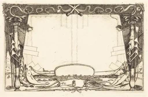 Couverture du "Voyage à la nouvelle Zélande" (Cover for the Set of Etchings Entitled "A Voyage to New Zealand"), by Charles Meryon