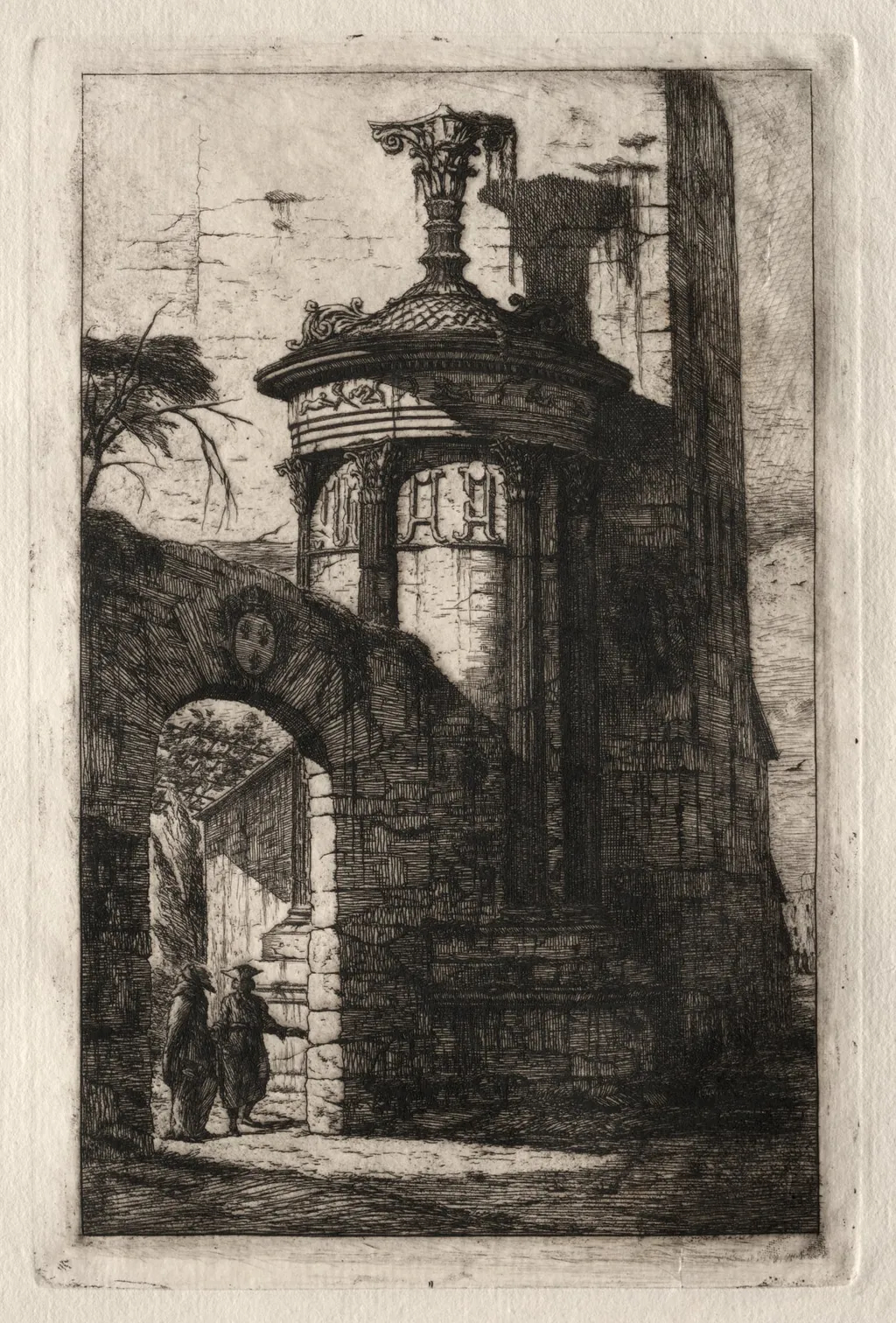 Entrance to the French Capuchin Convent at Athens, by Charles Meryon, 1854