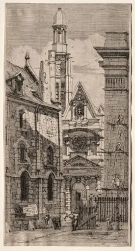 Etchings of Paris: Church of St. Stephen of the Mount, by Charles Meryon
