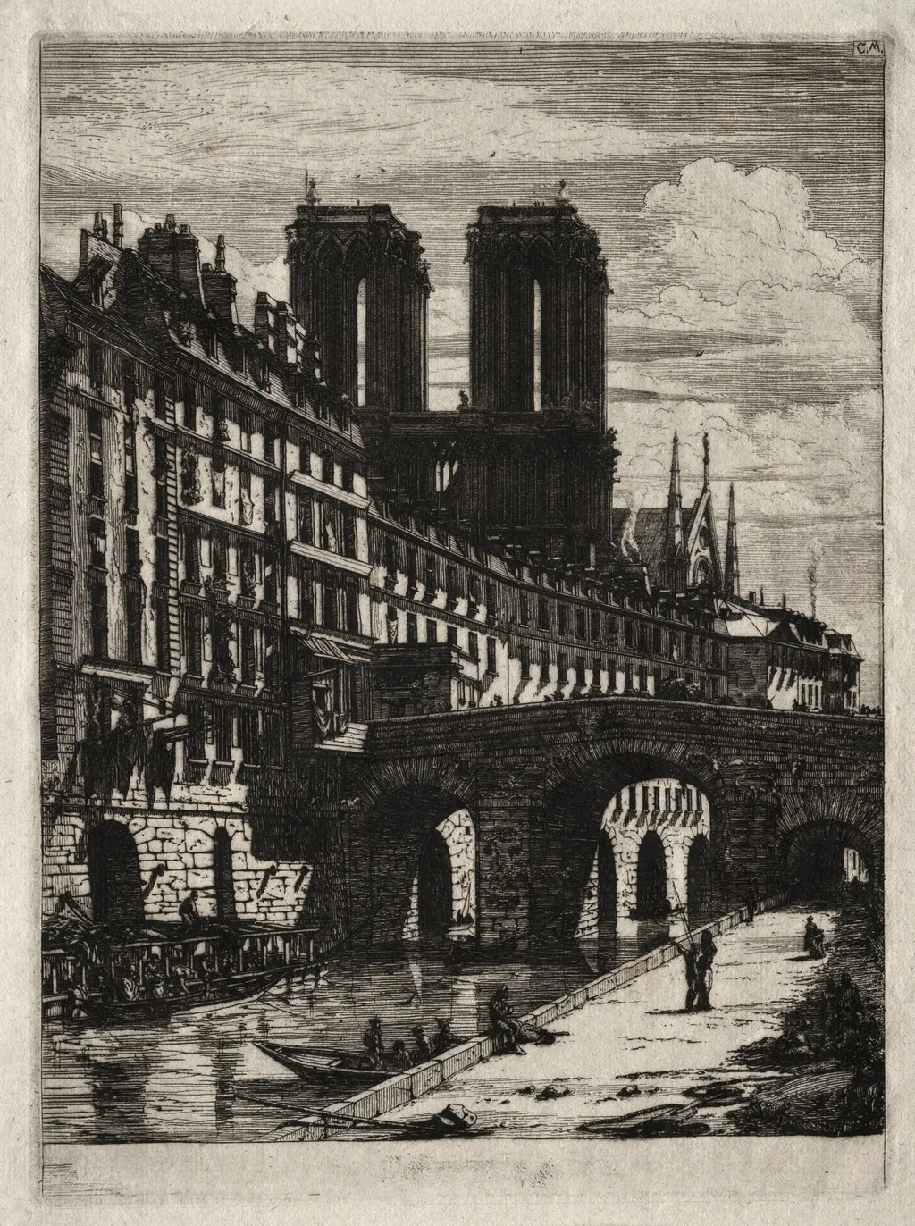 Etchings of Paris: Le Petit Pont, by Charles Meryon, 1850